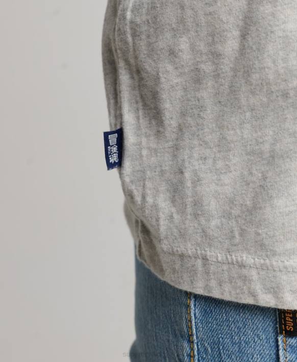 kadınlar Superdry açık gri organik pamuk temel t-shirt NNTB6302