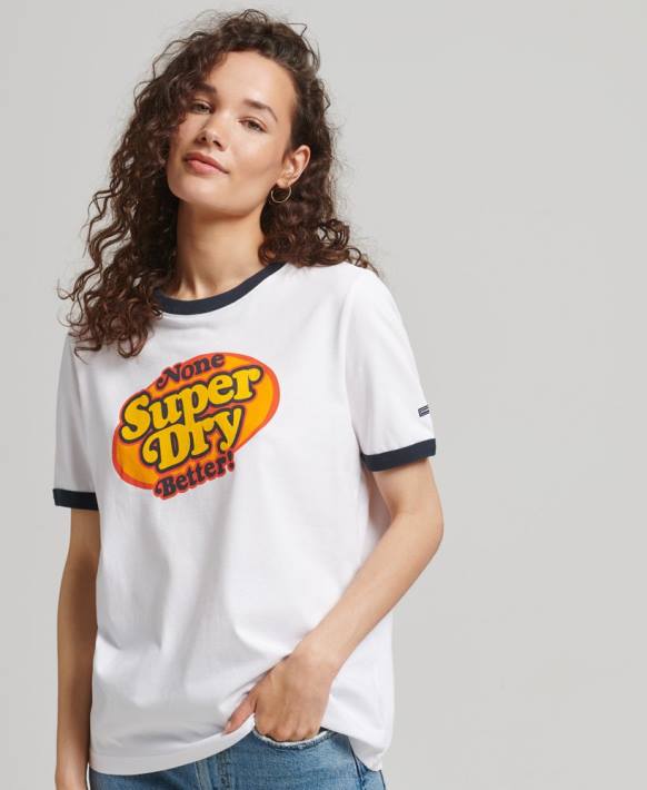kadınlar Superdry beyaz Cooper nostalji tişörtü NNTB6309