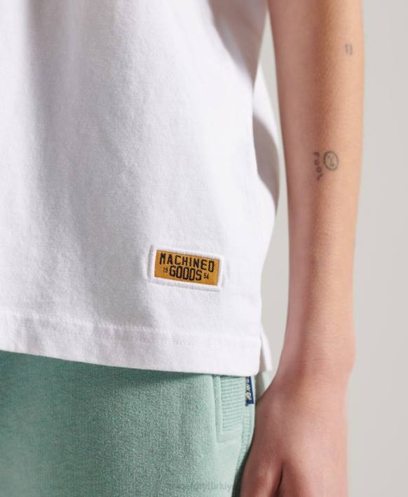 kadınlar Superdry beyaz simli ışıltılı t-shirt NNTB2861