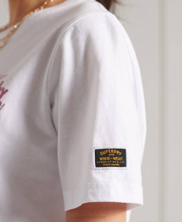 kadınlar Superdry beyaz simli ışıltılı t-shirt NNTB2861