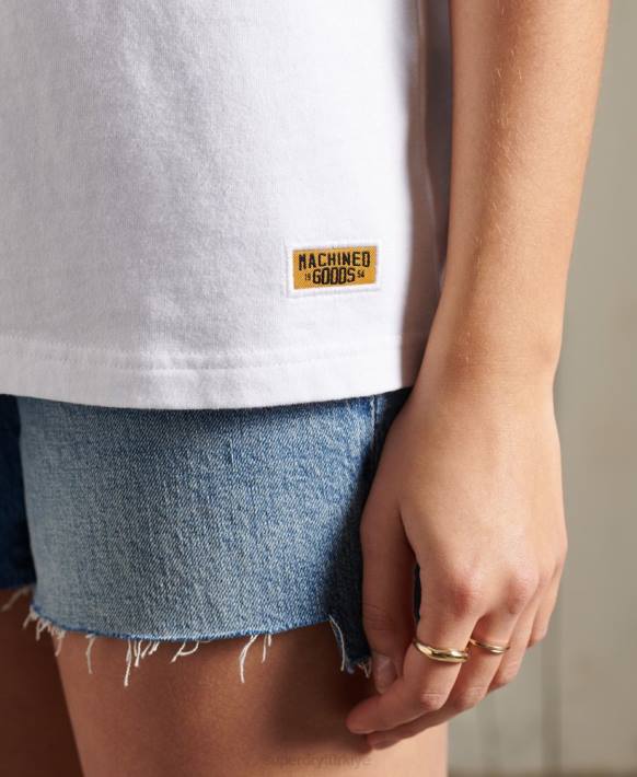 kadınlar Superdry beyaz simli standart ağırlıkta t-shirt NNTB2859