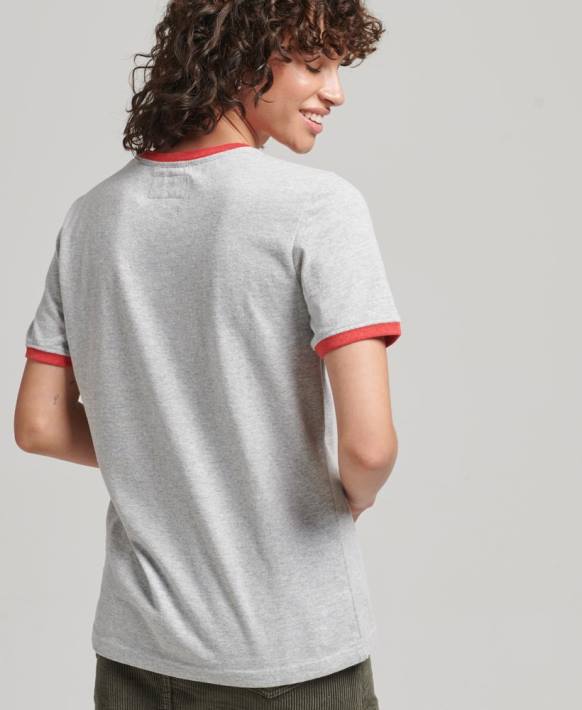 kadınlar Superdry gri geri dönüşümlü zil tişörtü NNTB6254