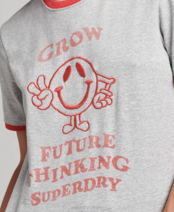 kadınlar Superdry gri geri dönüşümlü zil tişörtü NNTB6254