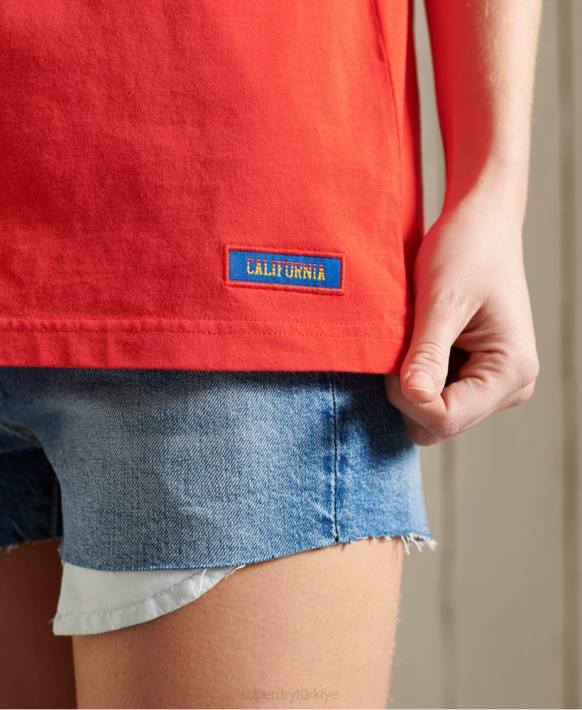 kadınlar Superdry kırmızı cali surf klasik tişört NNTB6292
