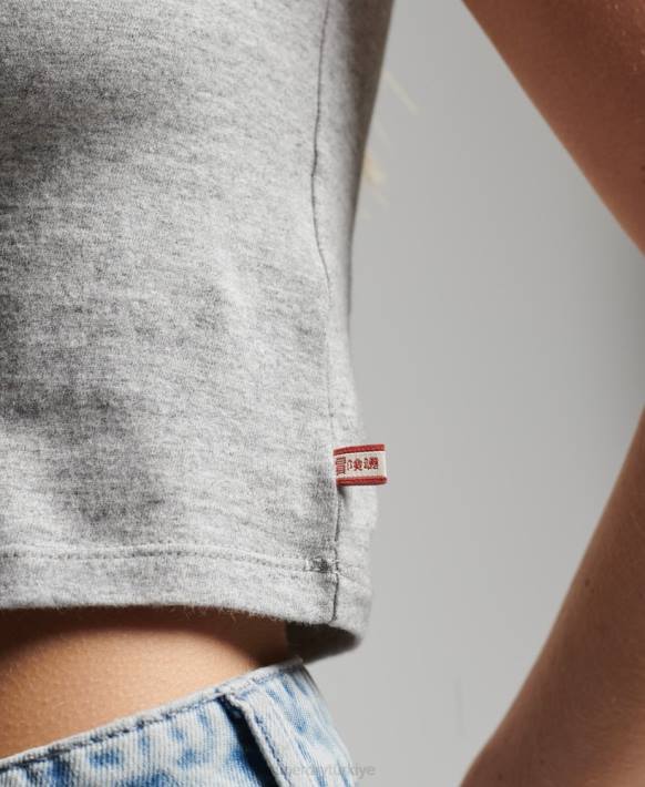 kadınlar Superdry kırmızı organik pamuk eski beyzbol minik tişört NNTB6231