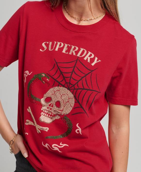 kadınlar Superdry kırmızı suika grafik t-shirt NNTB2798