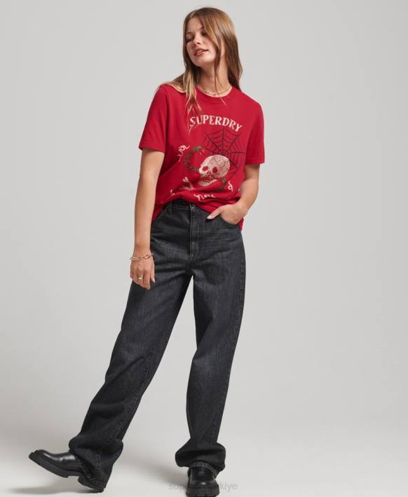 kadınlar Superdry kırmızı suika grafik t-shirt NNTB2798