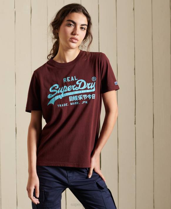 kadınlar Superdry kırmızı vintage logo amerikan klasik t-shirt NNTB2824