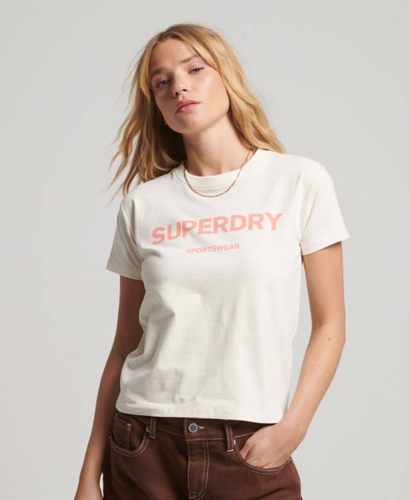 kadınlar Superdry krem grafik 90'lar t-shirt NNTB2154