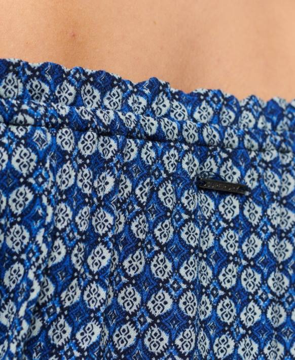 kadınlar Superdry mavi büzgülü kısa kollu crop top NNTB2023