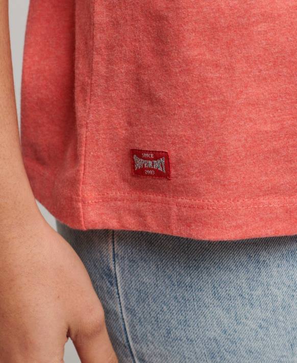 kadınlar Superdry mercan organik pamuklu vintage betikli üniversite tişörtü NNTB2247