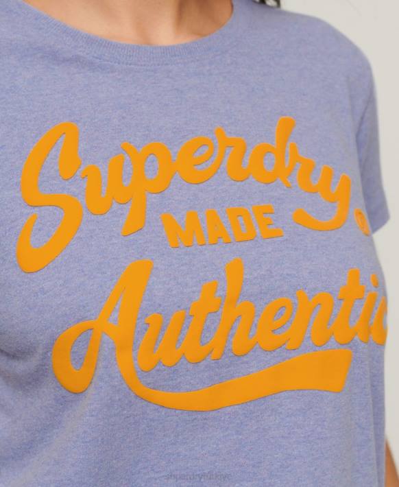kadınlar Superdry mor arşiv neon grafik tişört NNTB2657