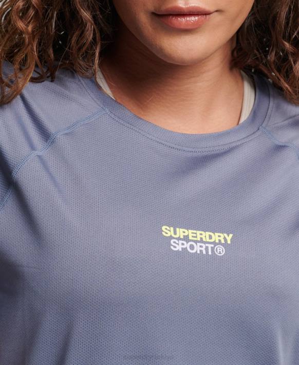 kadınlar Superdry mor çekirdek aktif tişört NNTB2694