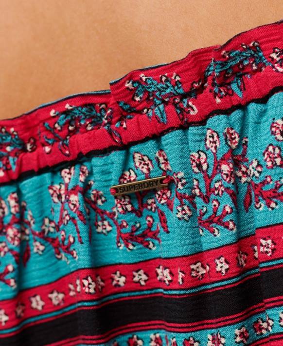 kadınlar Superdry pembe büzgülü kısa kollu crop top NNTB2109