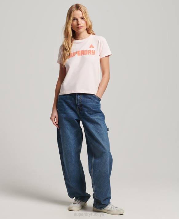 kadınlar Superdry pembe grafik 90'lar t-shirt NNTB2655
