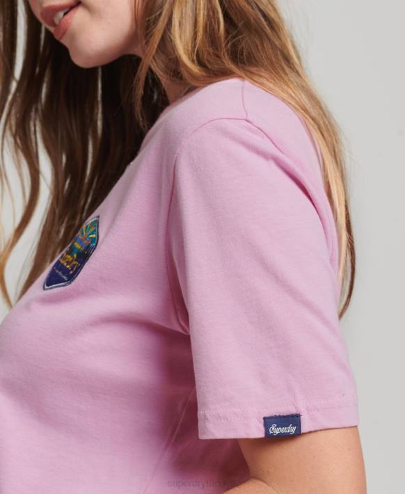 kadınlar Superdry pembe seyahat tişörtü NNTB6192
