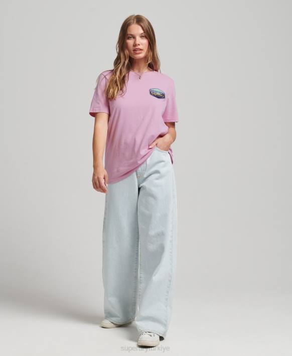 kadınlar Superdry pembe seyahat tişörtü NNTB6192
