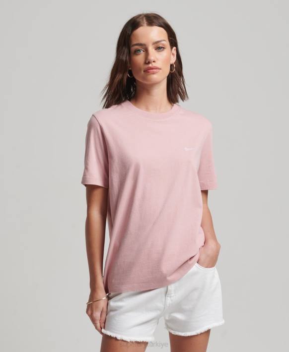 kadınlar Superdry pembe vintage logo işlemeli t-shirt NNTB2173