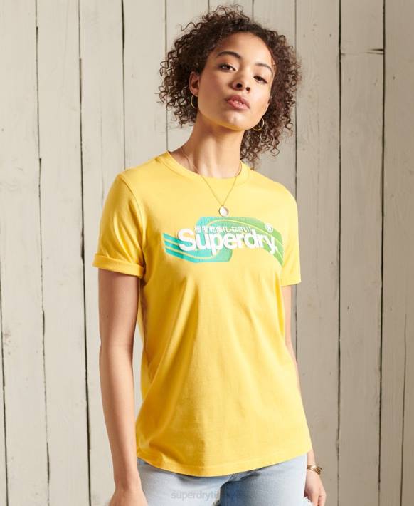 kadınlar Superdry sarı core logolu cali t-shirt NNTB6263