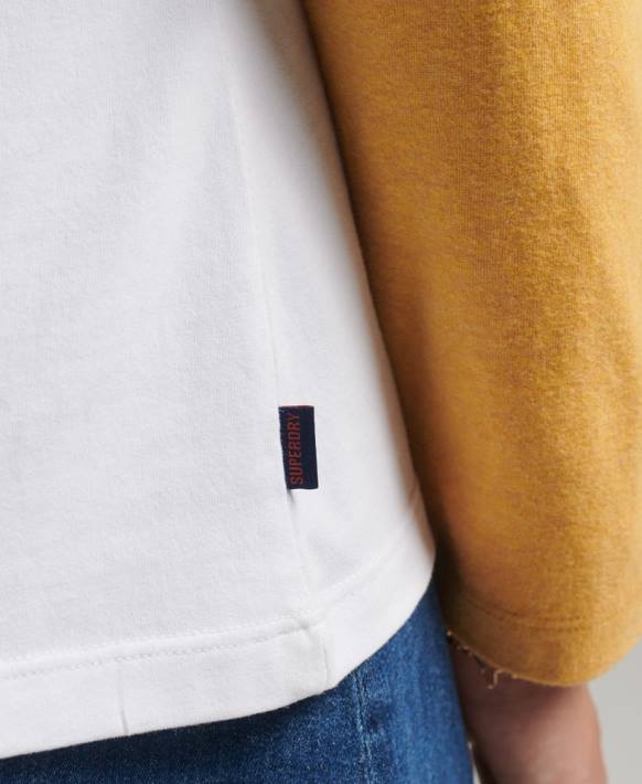 kadınlar Superdry sarı organik pamuk eski beyzbol uzun kollu üst NNTB6654