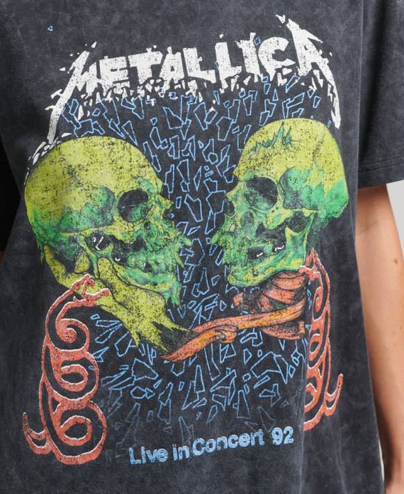kadınlar Superdry siyah metallica sınırlı sayıda bantlı tişört NNTB2855