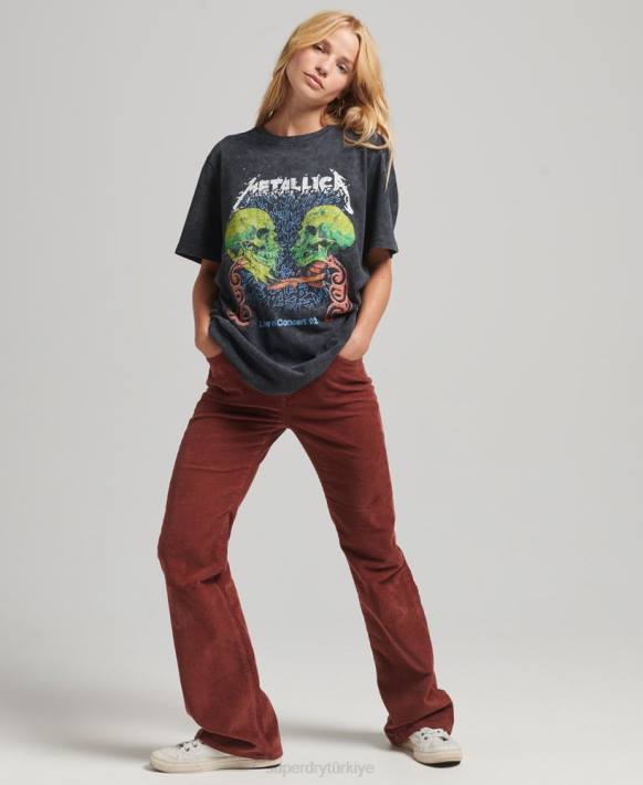 kadınlar Superdry siyah metallica sınırlı sayıda bantlı tişört NNTB2855