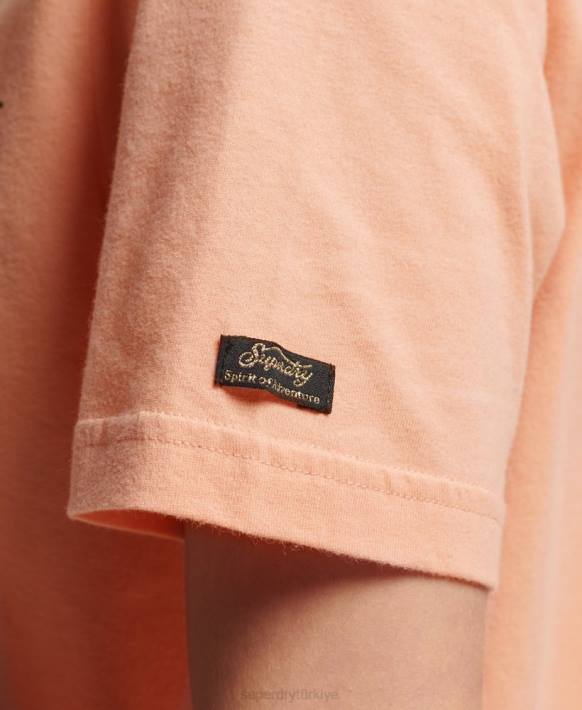 kadınlar Superdry turuncu japon eski logo grafik tişört NNTB2679