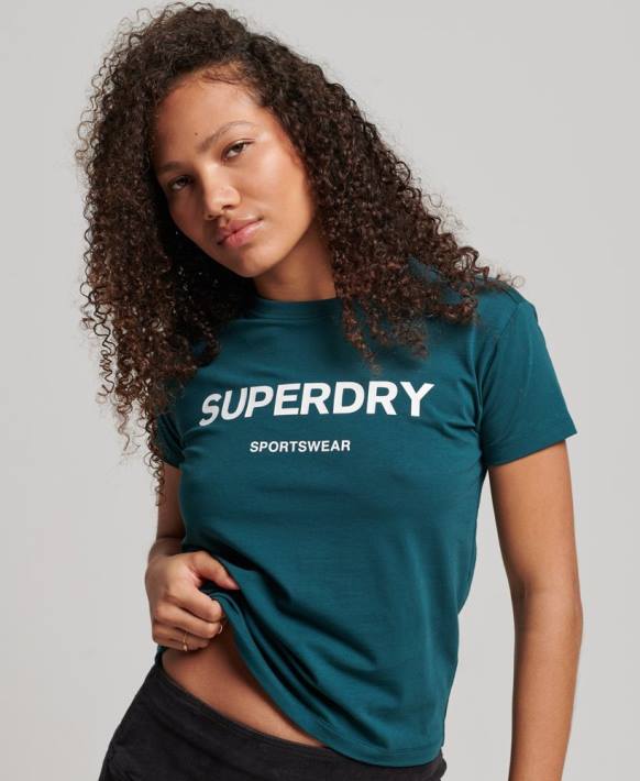 kadınlar Superdry yeşil grafik 90'lar t-shirt NNTB2639