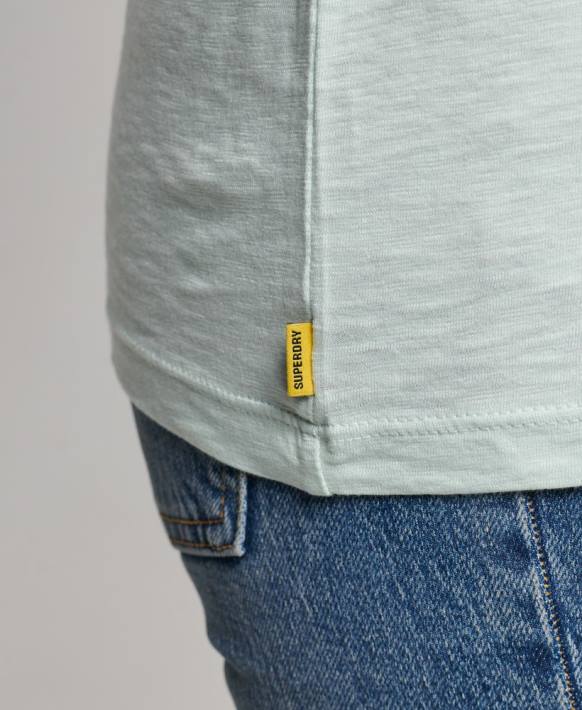 kadınlar Superdry yeşil organik pamuklu cepli v yaka t-shirt NNTB6206