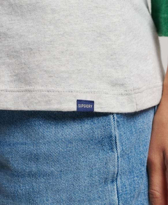 kadınlar Superdry yeşil organik pamuklu vintage yarım kollu beyzbol top NNTB6555