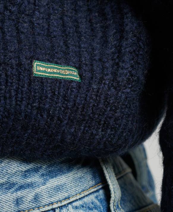 kadınlar Superdry Donanma pointelle kablolu örgü jumper NNTB3955