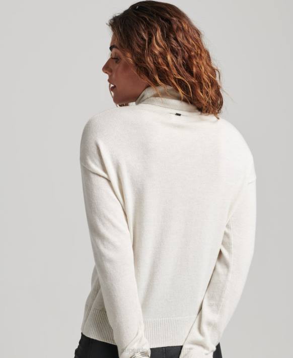 kadınlar Superdry açık gri yuvarlak yakalı kuzu yünü süveter NNTB3979