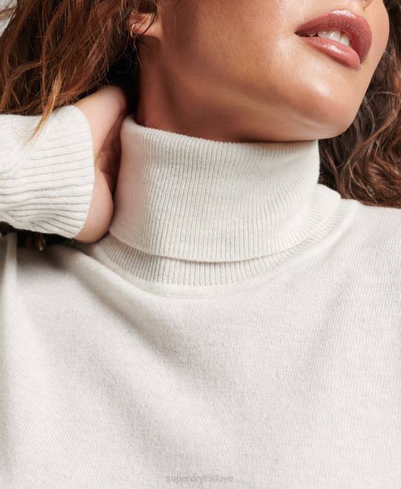 kadınlar Superdry açık gri yuvarlak yakalı kuzu yünü süveter NNTB3979