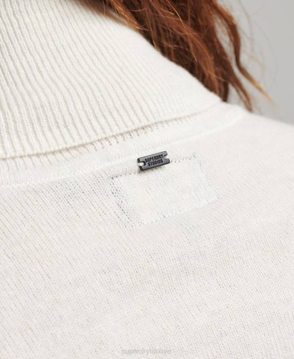 kadınlar Superdry açık gri yuvarlak yakalı kuzu yünü süveter NNTB3979
