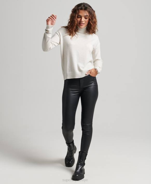 kadınlar Superdry açık gri yuvarlak yakalı kuzu yünü süveter NNTB3979