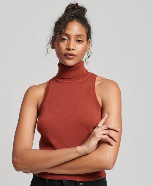 kadınlar Superdry bronzlaşmak stüdyo merinos yuvarlak yakalı yelek NNTB4000