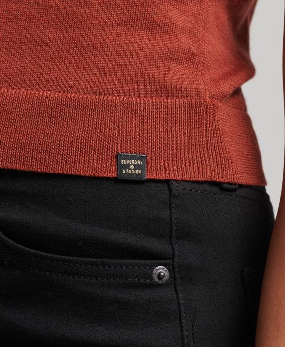 kadınlar Superdry bronzlaşmak stüdyo merinos yuvarlak yakalı yelek NNTB4000