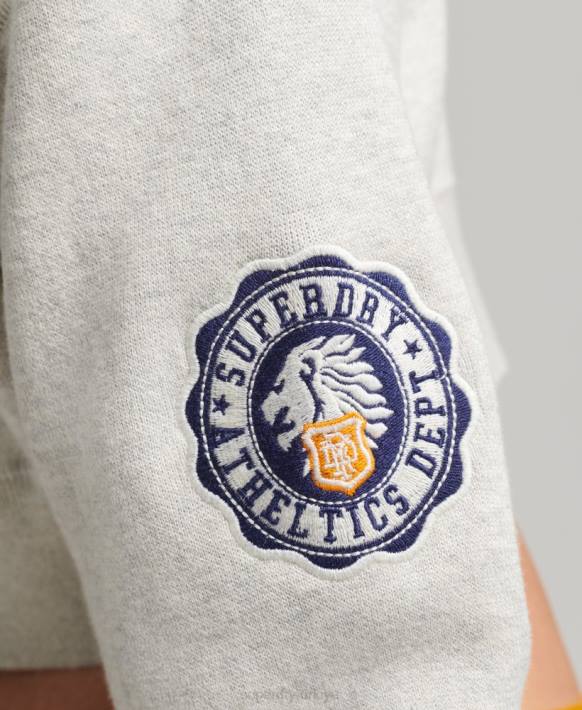 kadınlar Superdry gri organik pamuklu kolej mahsulü pamuklu ekip kazağı NNTB4039