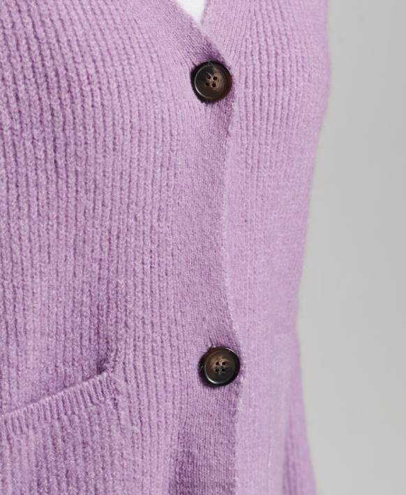 kadınlar Superdry mor temel süper yumuşak hırka NNTB3968