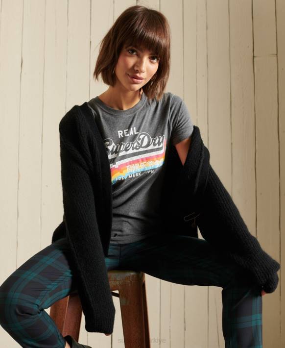 kadınlar Superdry siyah alpaka karışımı hırka NNTB6600