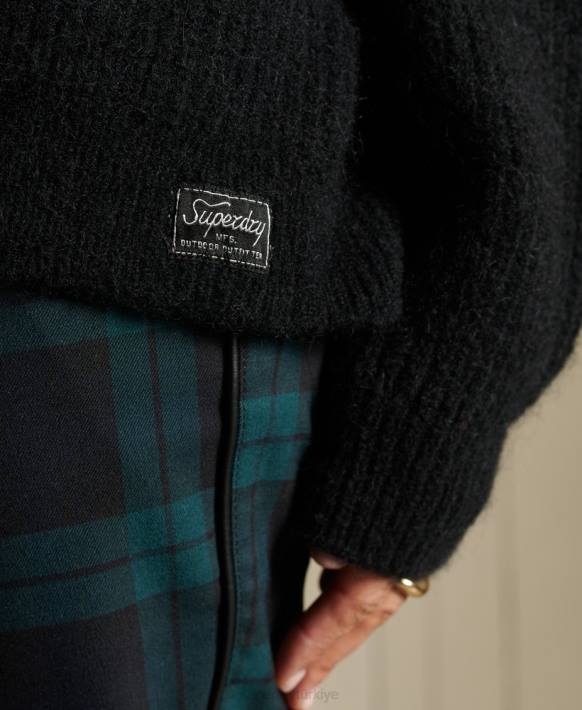 kadınlar Superdry siyah alpaka karışımı hırka NNTB6600