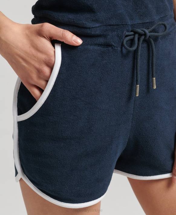 kadınlar Superdry Donanma eski boyundan bağlamalı havlu tulum NNTB4100