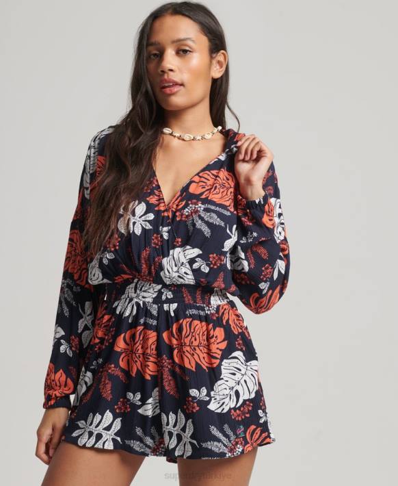 kadınlar Superdry Donanma eski plaj tulumu NNTB4098