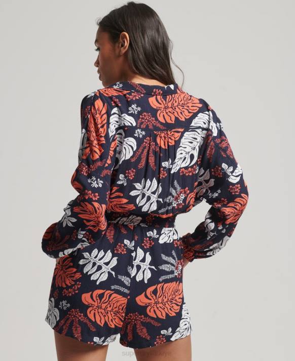 kadınlar Superdry Donanma eski plaj tulumu NNTB4098