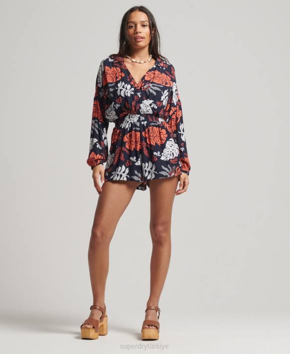 kadınlar Superdry Donanma eski plaj tulumu NNTB4098