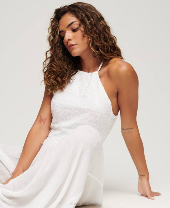 kadınlar Superdry beyaz işlemeli tulum NNTB2040