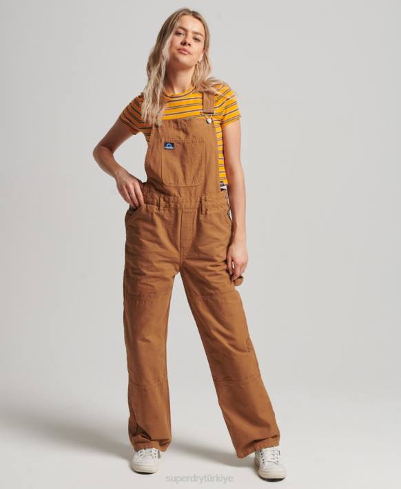 kadınlar Superdry kahverengi eski marangoz tulumları NNTB4094