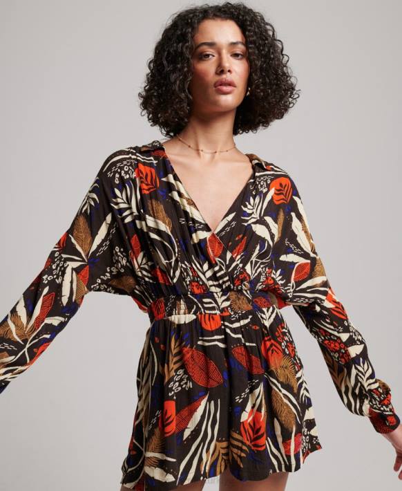 kadınlar Superdry kahverengi eski plaj tulumu NNTB4095