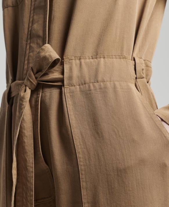 kadınlar Superdry kahverengi eski tencel dokuma kazanlı takım NNTB2295