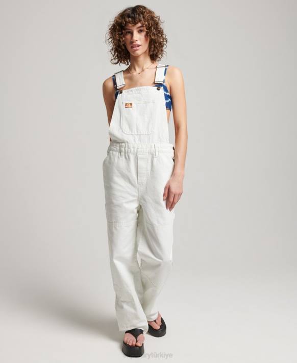 kadınlar Superdry krem eski marangoz tulumları NNTB4096